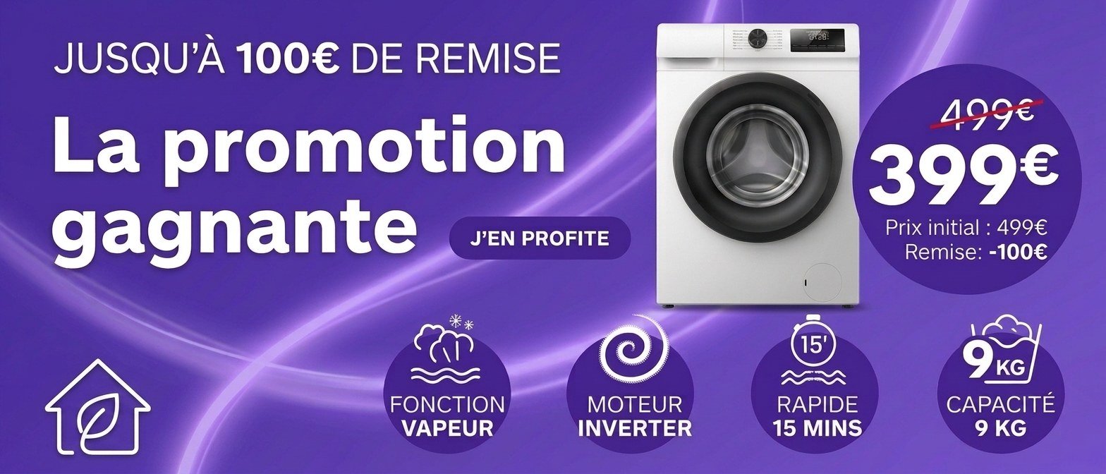 Promotion lave-linge Hisense 9 kg à 399 € au lieu de 499 €